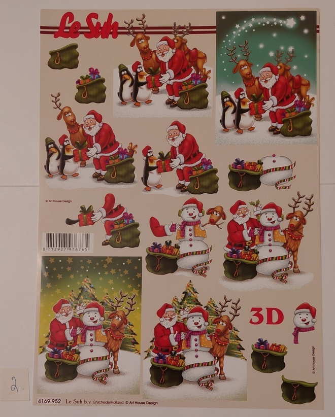 kuva 2) 3D-kuva Joulupukki A4 - arkki