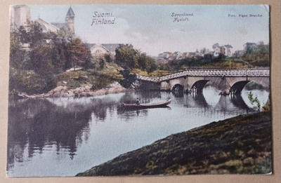 Savonlinna, silta, vene, kaupunkia, (Signe Brander), p .1908