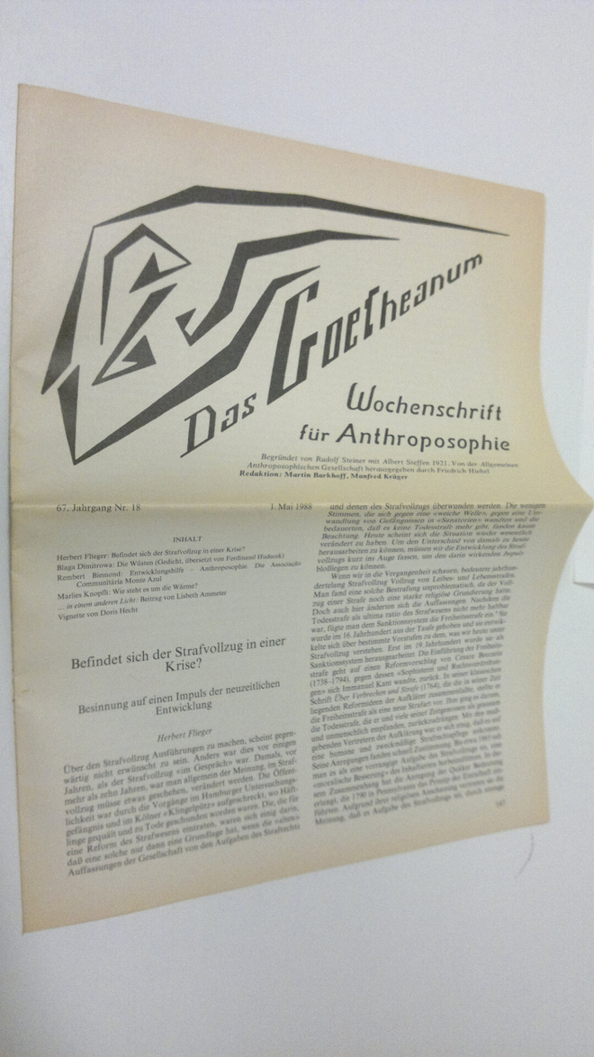 Martin (red.) Barkhoff : Das Goetheanum nr. 18/1988 : Woc...