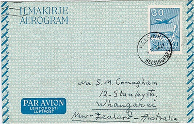 M54 1956 30 (mk) ilmakirje Uuteen Seelantiin