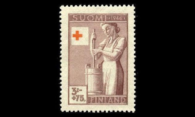 308 ** Punainen risti 3mk+75p (1946)
