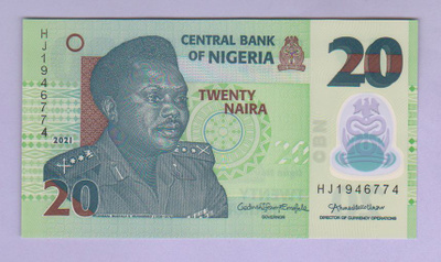 Nigeria 20 Naira v.2021 UNC P-34 (Polymer)