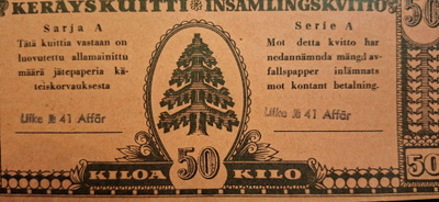 Paperinkeräys seteleitä 10 kpl.