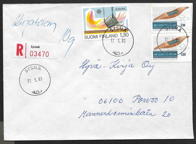 Postil. - Yl.m. 3mk+Eurooppa  R (2x860 ,924) Sysmä 17.5.1983
