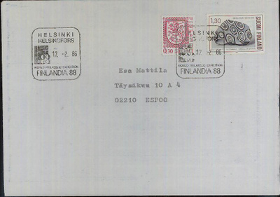 1986 FINLANDIA 88 erikoisleima kirjeellä