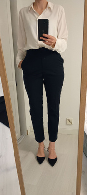 Mustat kapealahkeiset suorat housut H&M 38 koko