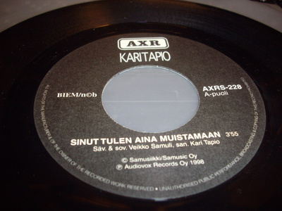 7" single : Kari Tapio : Sinut tulen aina muistamaan (1998)