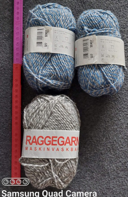 3 kerää RAGGEGARN SUKKALANKA SININEN JA HARMAA