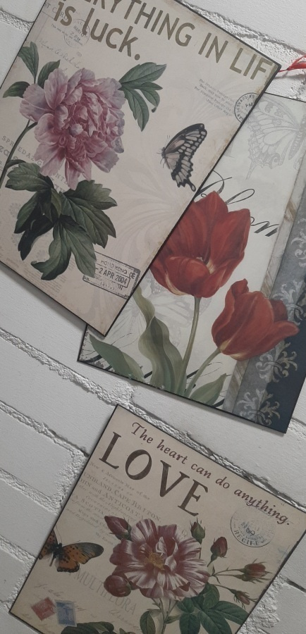 4x kyltti kukka Paris Love Luck metallinen