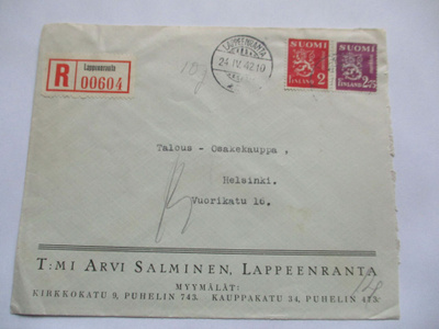 1942 Lappeenranta Arvi Salminen R kuori