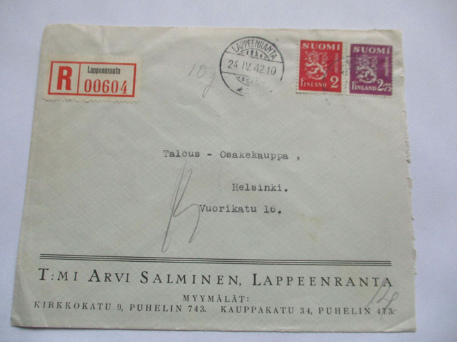 1942 Lappeenranta Arvi Salminen R kuori