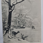 Luistelijat talvisella lammella, peura katselee, p. 1905 - pikkukuva 1