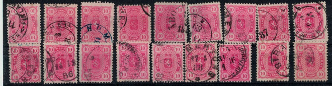 1885 erä 10p leimattuina