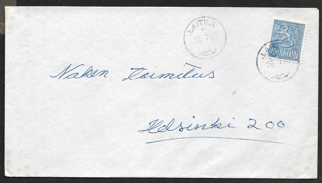 Postilähetys - Yl.m. 0,50mk (LAPE 666) Laitila 26.7.70
