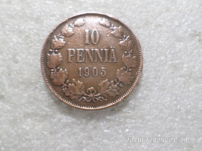 10 penniä 1905 siistikuntoinen kl 8-9