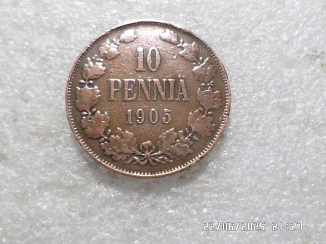 10  penniä   1905 siistikuntoinen   kl 8-9