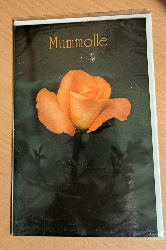 ruusu mummolle, taittokortti ja kuori, uusi