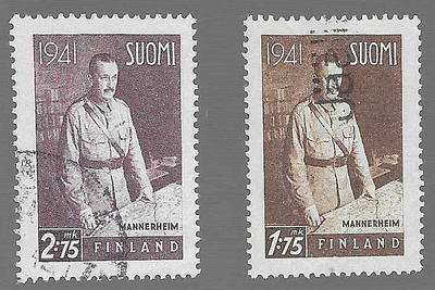 1941 1.75MK JA 2.75 MK MANNERHEIM LEIMATTUINA