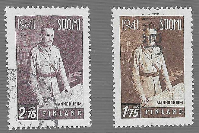 1941 1.75MK JA 2.75 MK MANNERHEIM LEIMATTUINA