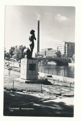 TAMPERE, Paimenpoika-patsas Koskipuistossa - vanha kortti