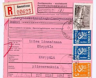 M30 1953 R-postiennakkopaketti SAVONLINNA