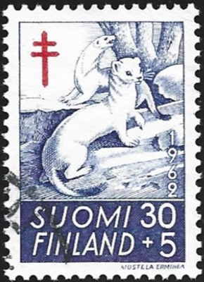 1962 TUB merkkI Kärppä 30+5 mk leimattu LaPe 553