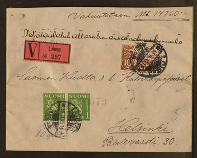 # 22929 # V-Loimaa kirje Helsinki