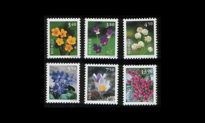 Norja 1269-74 ** Käyttösarja kukkia (1998)