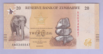 Zimbabwe 20 ZiG v.2026 UNC P-116 New Design
