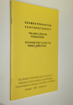 Suomen perhosten vaihtopistearvot 1990