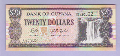 Guyana 20 Dollars v.2018 UNC P-30g