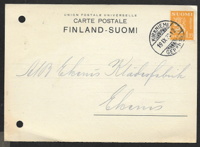 Postil. - Yl.m. 1,25mk (LAPE 177) Kirkniemi 19.9.1933