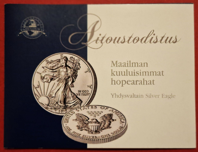 USA, 1 oz 999 hopeaa 2012, Eagle. (KD7)