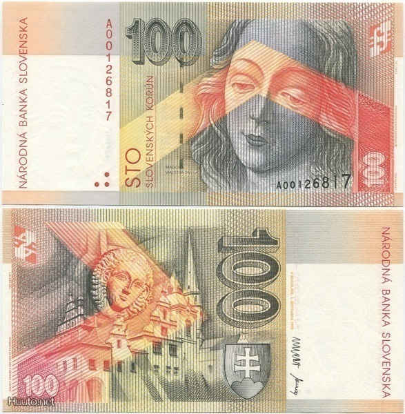 Slovakia 100 Korun 1993 (P-22) UNC korvaava, harvinainen