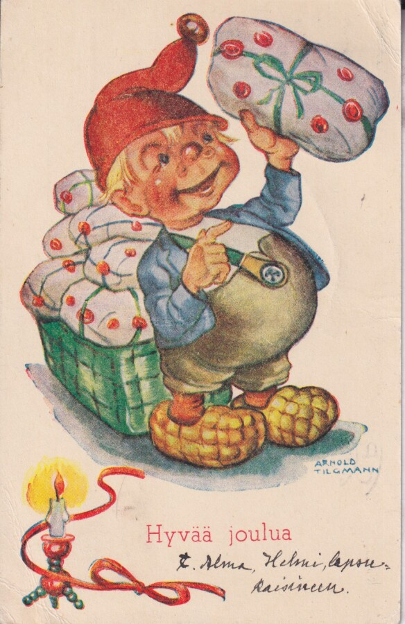 Arnold Tilgmann, Hyvää joulua , tontulla paketti  .  e221