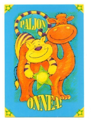 "PALJON ONNEA!..." - KORTTI /Kiiltävä