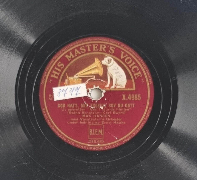 Savikiekko 1937 - Max Hansen - His Master's Voice X.4985