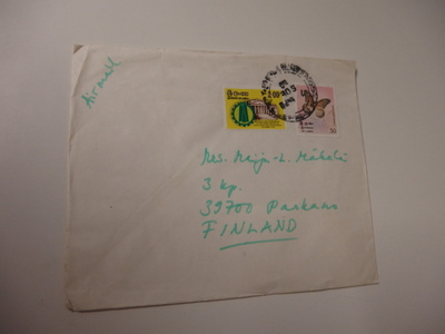 Kuori, jossa 2 postimerkkiä Sri Lanka sta , 1970 -luvulta