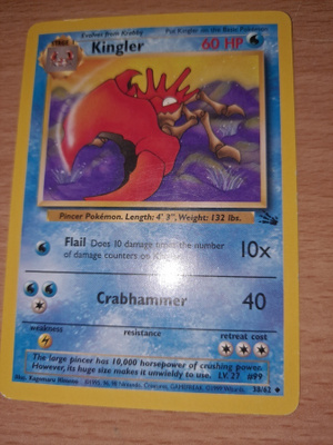 Kingler 38/62 Fossil set uncommon card