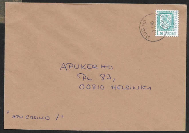Postilähetys - Yl.m. 1,50 (LAPE 951) Rusko 3.1.1985