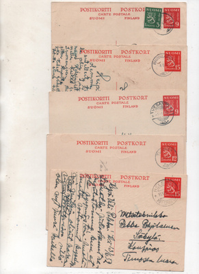 EHIÖT carte postale m.30 5 kpl. kauniit leimat