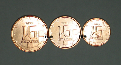 2023 Kroatia 1c, 2c, 5c UNC laatu
