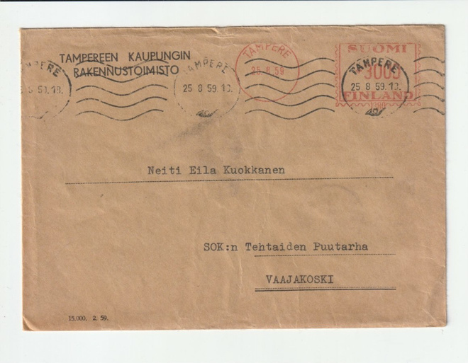 Postileima, TAMPERE v 1959, erikoinen, lue