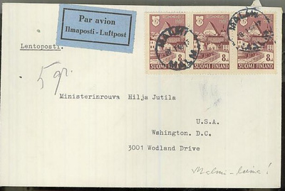 1946 Porvoo 8 mk 3-rivilö lentokuori USAhan