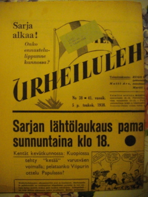 Suomen Urheilulehti Nro 38/1938 (26.10)