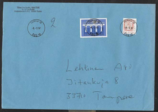 Postilähetys - Eurooppa 1984 (LAPE 943) Turku 6.3.1997