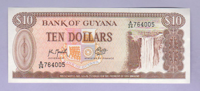 Guyana 10 Dollars v.1992 UNC P-23f
