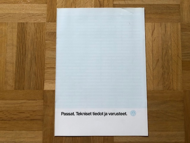 Esite Volkswagen Passat B3 tekniset tiedot 1990 1991 VW VAG
