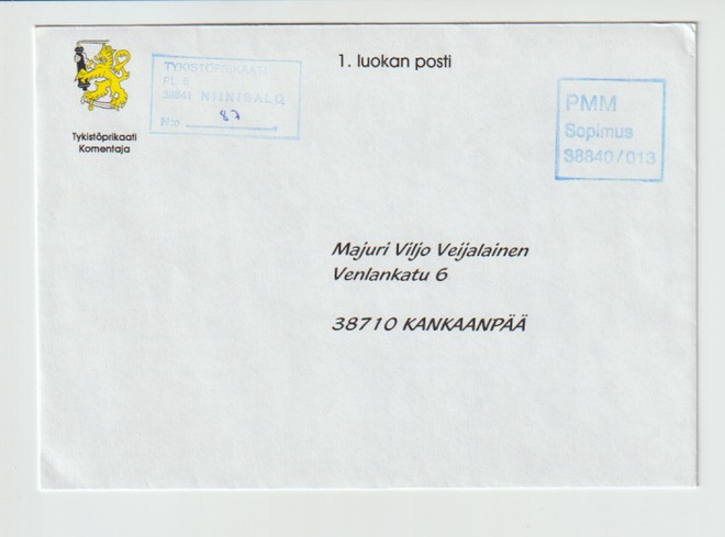 Postileima, NIINISALO, Sotilasposti, Sininen leima