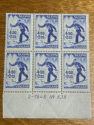 URHEILUMERKKEJÄ 4,50MK+2,25MK NUMERO KUUSILO**
